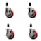 Service Caster 5'' Red Poly Swivel 1-3/8'' Expanding Stem Caster Set with Brake, 4PK SCC-EX20S514-PPUB-RED-TLB-138-4 - alternate 1